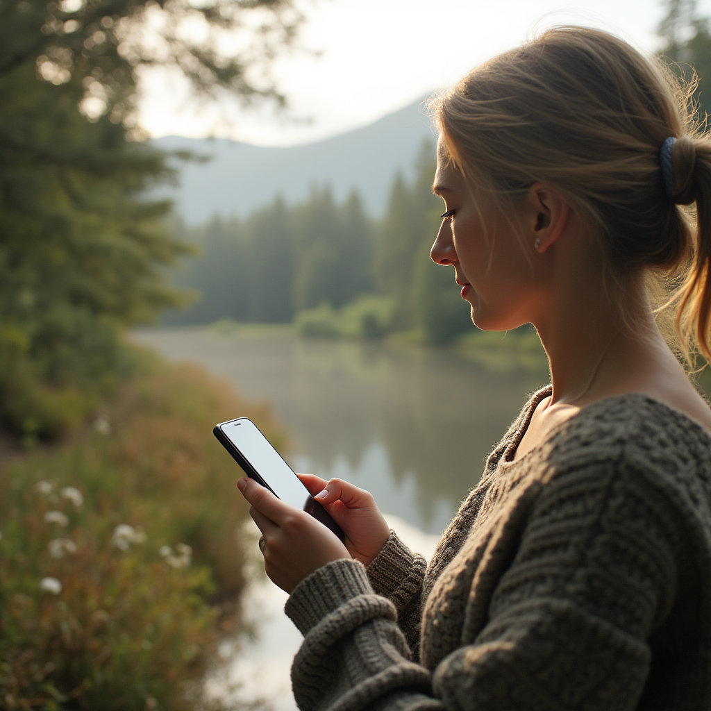 Henkilö vastaanottaa ovikellokutsu puhelimeen